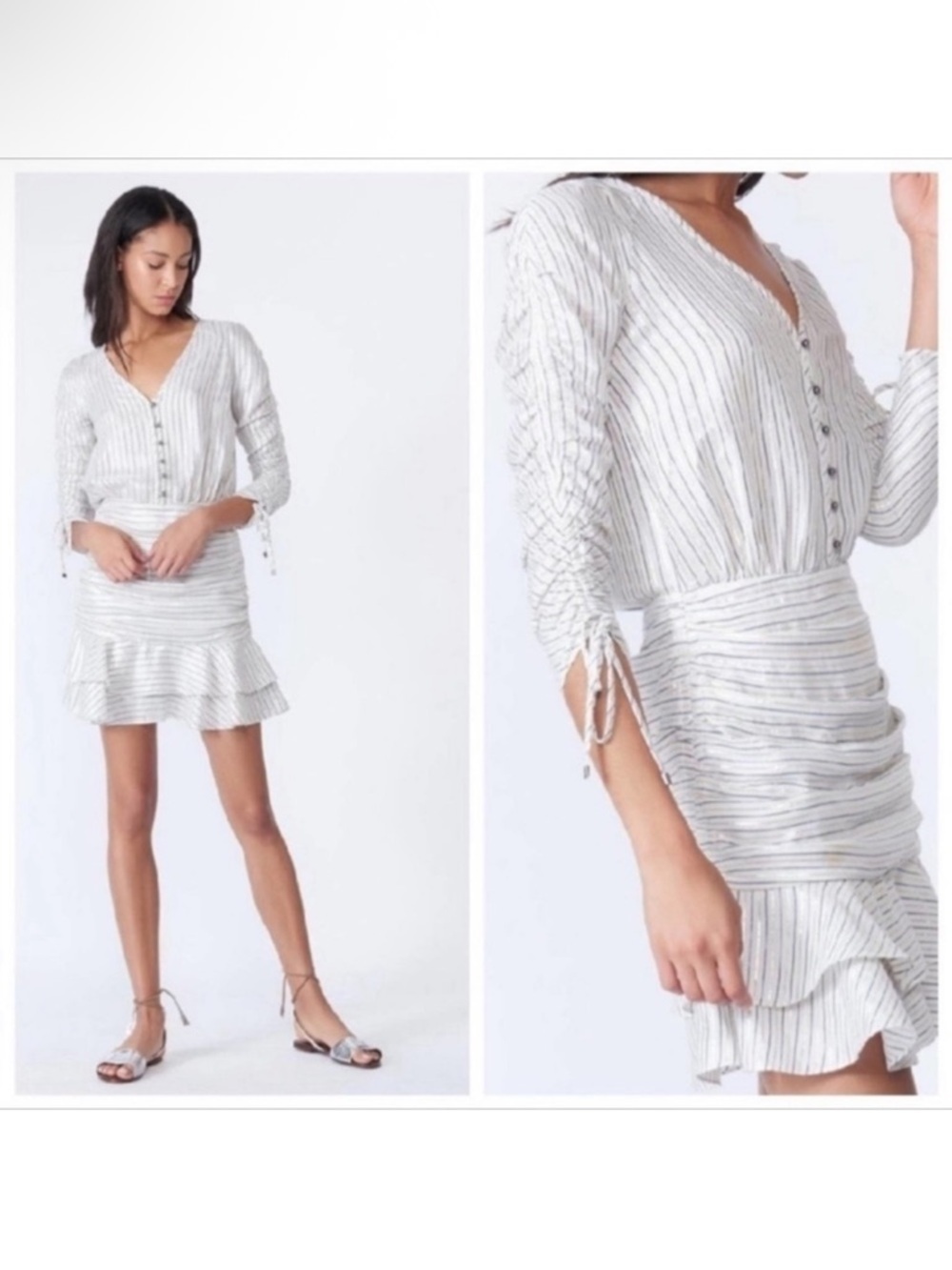 Veronica Brard white striped dress NWT
